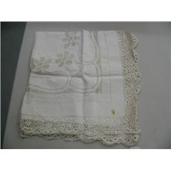 40" x 40" Tablecloth with a tatted edge and drawn work Center  priced at ($85)  (74)