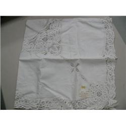 Irish Linen with Batten Burg trim 45" x 45" priced at $95 (74)