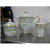 Image 1 : 3 Piece Tea set, B&C Lamoge, France Beranrdaud, with green trim and red and blue flowers (74)