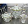 Image 3 : 3 Piece Tea set, B&C Lamoge, France Beranrdaud, with green trim and red and blue flowers (74)