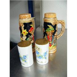 Pair of Alaska State Flower Salt and Pepper shakers, and Beer Stein S&P Shakers (74)