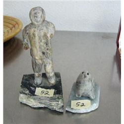 5" Soapstone Man and 2" soapstone Seal (74)