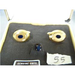 Pair of Onyx Earrings and TieTac made by Dante (74)