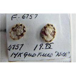 Pair of 14k gold filled cameo earrings very rare (700)