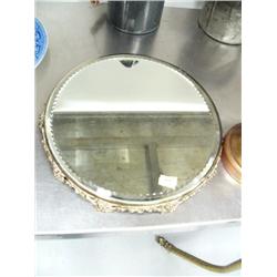 12" Brass Framed Beveled Mirror Ladies Dressing Table (74)