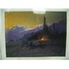 Image 1 : Print by James Belcher  116/195  Man by Campfire  IS 23" x 30"   (22)