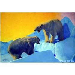 CHOICE on 4 Signed and numbered Fred Machetanz print: 339/950 "Tense Moment" (700)