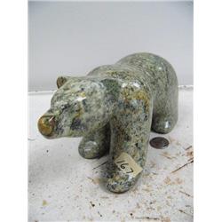 Soapstone carved bear by Michael Scott, 9-1/2" and 4-1/4" tall (86)