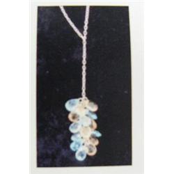 Blue Topaz and Citrine Necklace, 14 K yellow gold- blue topaz are briolette cut, approx. 4.00 carats