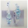Image 1 : Aquamarine Hoop Earrings, 14 K white gold- aquamarine are oval and round, faceted, approx. 1.50 cara
