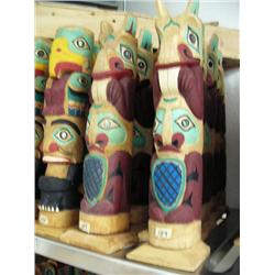 Lot of 14 Alaska style totems- not Alaskan- approx. 18" tall (114)
