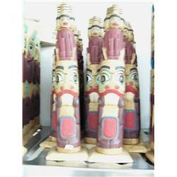 Lot of 14 Alaska style totems- not Alaskan- approx. 18-1/2" tall (114)