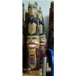 Lot of 2 Alaska style totems- not Alaskan- approx. 20-1/4" tall (114)
