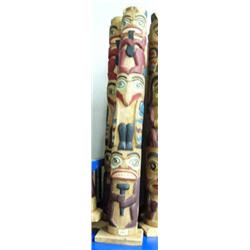 Lot of 4 Alaska style totems- not Alaskan- approx. 26-1/4" tall (114)