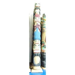 Lot of 3 Alaska style totems- not Alaskan- approx. 28-1/2" tall (114)