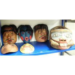 Lot of 5 Tlingit style masks and 1 large ceremonial bowl (114)