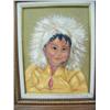 Image 1 : Framed original painting by I. Miller of Eskimo child- image size approx. 11-3/4" x 15-5/8" (74)
