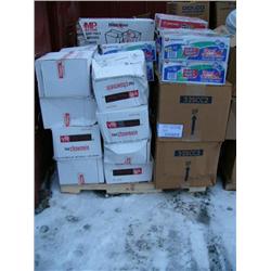 Pallet: 7 cases of Hot and Spicy bowl of noodles; 16 cases of Fried Chow Mein; 4 cases of Shin Ramyu