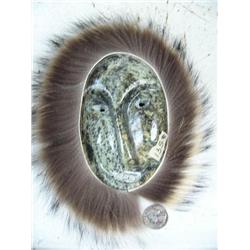 CHOICE on 4 Soapstone masks with fur trim by M. Scott