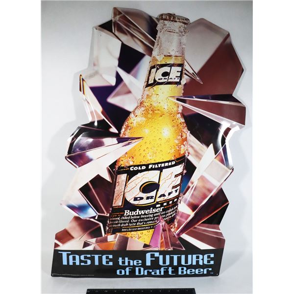 VINTAGE LARGE BUDWEISER ICE METAL SIGN 1993