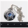 Image 1 : NEW SILVER TONE SKY THEME CLOCK FACE POCKET WATCH