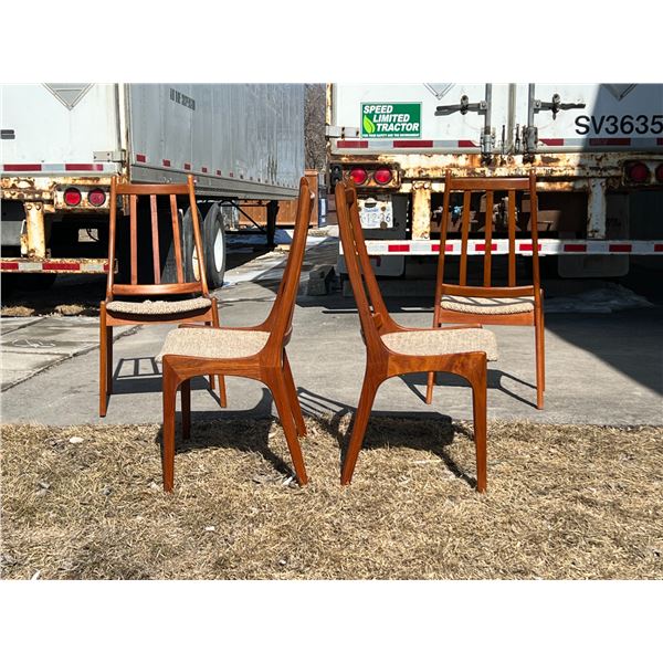 4 Mid Century Teak High Back Dining Chairs - quite nice overall, see all photos