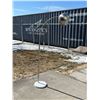 Image 1 : Marble Base Aluminum Shade Arc Floor Lamp - Works - small chip in base, see photos