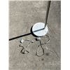 Image 7 : Marble Base Aluminum Shade Arc Floor Lamp - Works - small chip in base, see photos