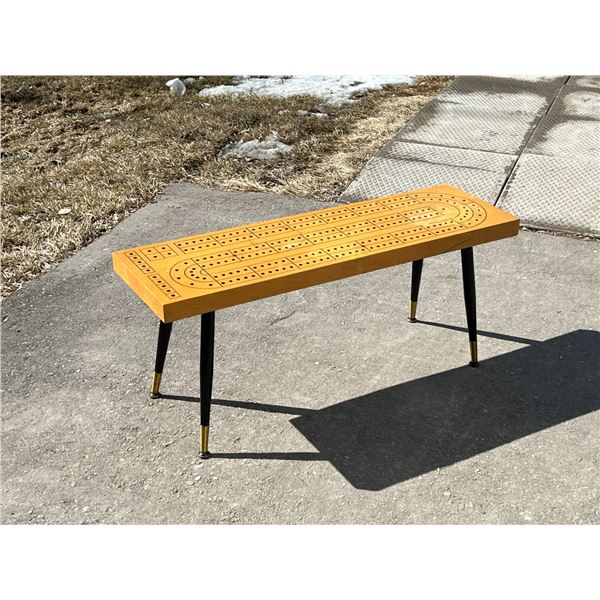 Vintage Cribbage Crib Board Coffee Table - Approx: 40x12" & 17"T see photos