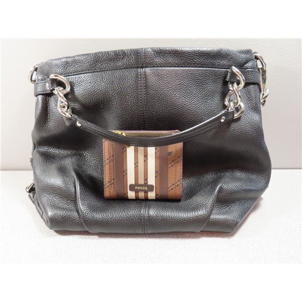 COACH leather purse & Fossil wallet - see photos and description