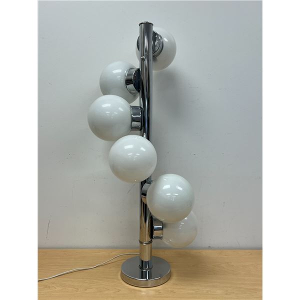 Mid Century Chrome Spiral Glass Globe Lamp - Works - 34.5"T - very nice, see photos