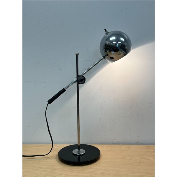 Mid Century Chrome Orb / Eyeball Adjustable Desk Task Lamp - Works - Nice - see photos