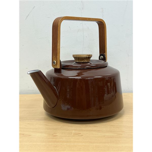 Mid Century Metal Enamel Kettle / Teapot
