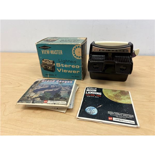 Vintage LIGHTED View-Master w/original Box & Apollo / Grand Canyon + Reels as pictured