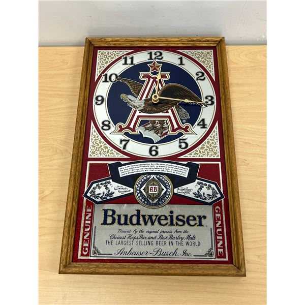 Vintage Budweiser Beer Framed Advertising Mirror / Clock - Approx: 21.5 x 13.25"