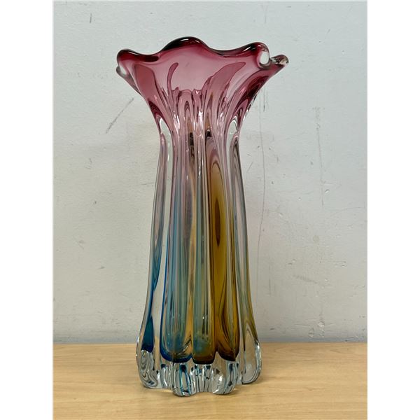NICE Multi-Colour Large / Heavy Art Glass Vase - Gambles Imports 11.25" see all photos