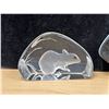 Image 4 : 3 Mats Jonasson (Sweden) Art Glass Animal Paperweights - largest approx: 4"W 3"T