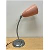 Image 1 : Vintage Pink Fiberglass Shade Chrome Gooseneck Table Lamp - Works 22.5" - see all photos