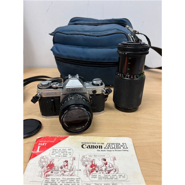 Vintage Canon AE-1 Film Camera & accessories as pictured - see all photos, not tested