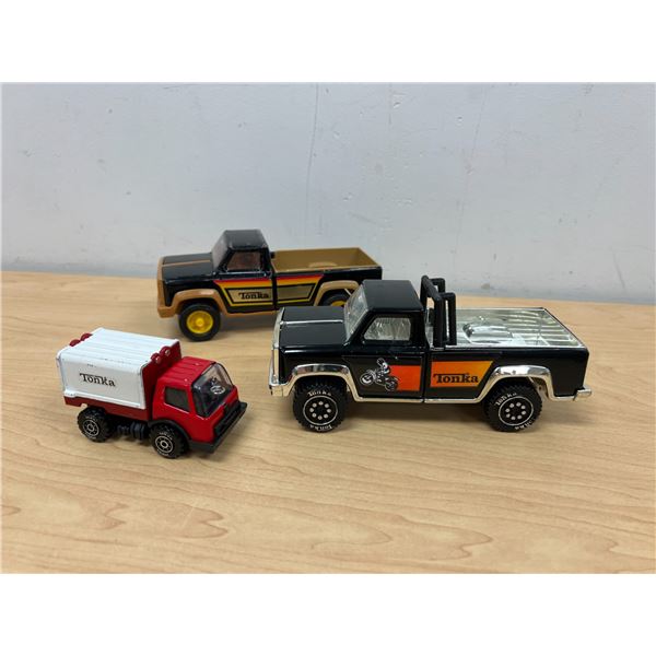 3 Vintage Tonka Toy Trucks as pictured - longest about 7.5"