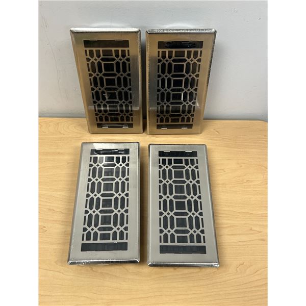 4 New Metal Floor Registers as pictured - Approx: 11.5x5.5"