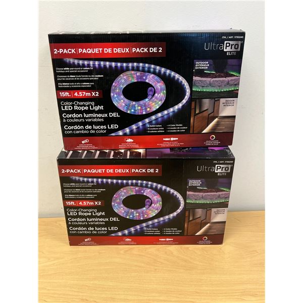 2 boxes Color-Changing LED Rope Lights - new in box - 60 feet all together - see all photos