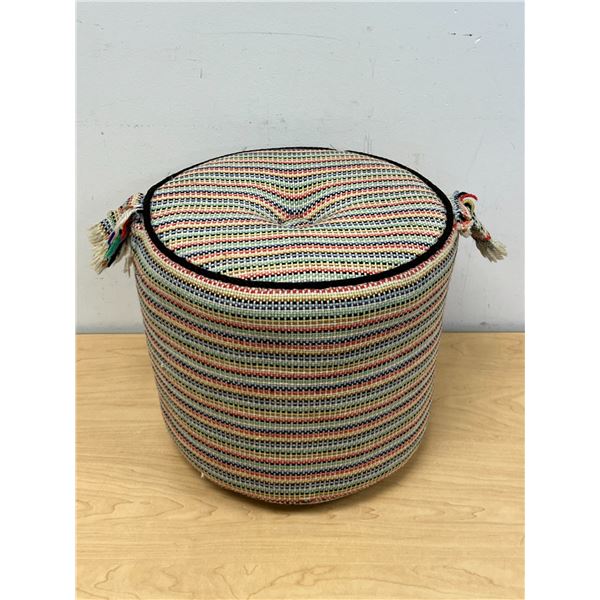 Vintage Hand Woven (Ireland) Pouffe Ottoman / Stool "Carraig Donn" 12"W 11"T