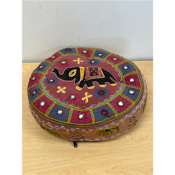 Vintage Hand Made Meditation Cushion - Approx: 17"W 6"T - see all photos