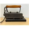 Image 1 : Large Antique Tailors Electric Metal Iron with Base - warms up when plugged in quickly