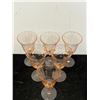 Image 5 : 6 Vintage Pink Wine Glasses with Floral Etching 6.5" tall nice overall