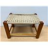 Image 1 : Wood & Woven Cord Footstool / Ottoman as pictured - Approx: 18.75x12.5" & 11.5"T