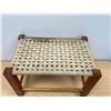 Image 2 : Wood & Woven Cord Footstool / Ottoman as pictured - Approx: 18.75x12.5" & 11.5"T