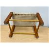 Image 5 : Wood & Woven Cord Footstool / Ottoman as pictured - Approx: 18.75x12.5" & 11.5"T