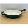 Image 1 : Cast Iron 12" Skillet Frying Pan (Green / Blue as pictured) - light use, see all photos